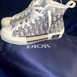 Dior White and Gray High-Top Sneakers